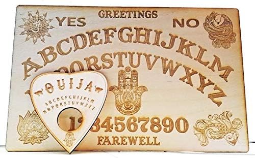 Wooden Ouija Board game & Planchette with Instructions Weeja Witchboard Handmade Spooky Halloween Paranormal Spirit Talking Boards Mystical ( From UK)