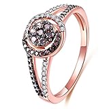 JIANGYUE Lady Rings Coffee Cubic Zirconia Rhodium Rose Gold Black Plated Round Shape Ring Jewelry Size 6 7 8 9