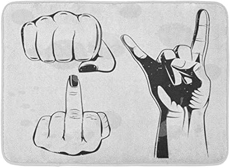 Amazon De Ecnm56b Fussmatten Bad Teppiche Fussmatte Faust Teufel Horner Daumen Hoch Fick Dich Hand
