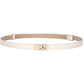 Adjustable Thin Belt For Women Skinny Belts For Dress Women Solid Color Alloy Turn Lock Belt For Jeans Coat,Khaki