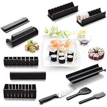 Sushi Making Kit for Beginners - Original Sushi Maker Deluxe Exclusive Online Video Tutorials Complete with Sushi Knife 11 Piece DIY Sushi Set - Easy and Fun - Sushi Rolls - Maki Rolls