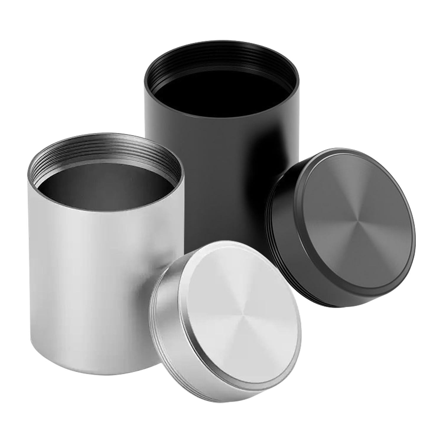 Verazquy 2 Pcs Aluminum Storage Jar, Portable Small MiniSmell Proof Airtight Bottle Multipurpose Storage Container Aluminium Metal Sealing Jar, for Sugar Spices Coffee Teas Traveling Storage, 70ml