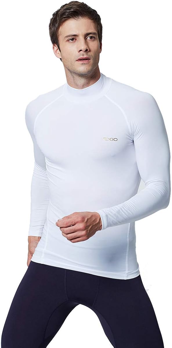 EXIO Mens Mock Compression Baselayer Top Cool Dry Long-Sleeve Shirt EX-T02: Clothing