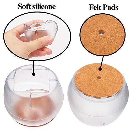 LimBridge Large Chair Leg Wood Floor Protectors, Table Feet Glides Furniture Carpet Saver, Silicone Caps Felt Pads #1, ROUND 1-13/16" to 2" (4.5-5.0cm) or SQUARE 1-7/16" to 1-5/8" (3.7-4.1cm) 16 Pack
