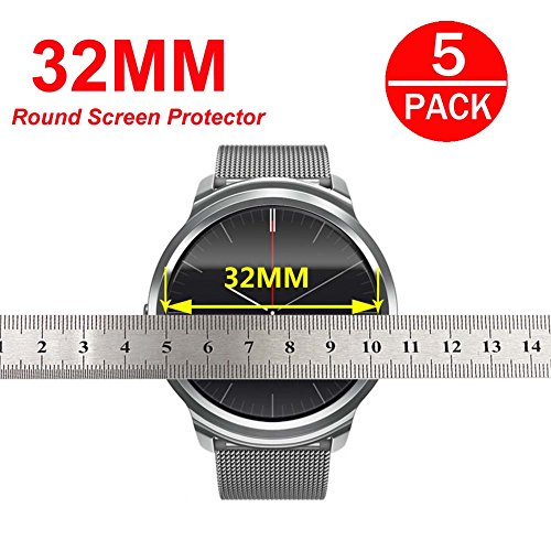 [ 5-Pack] Universal Round Watch HD Screen Protector,Anti-Scratch, Anti-Fingerprint, Bubble Free (32mm Diameter)