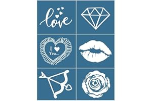 Alinacutle Love and Lip Silkscreen Stencil,Reusable Self-Adhesive Silk Screen Printing, Festival,for Printing on Wood/Fabric/Paper, Home Decoration, 8.5" x 11"