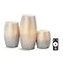 Large Flameless Candles with Remote, Silver, Warm White LEDs, Honeycomb Carved Design, Variety Set, Batteries Included - Set of 3