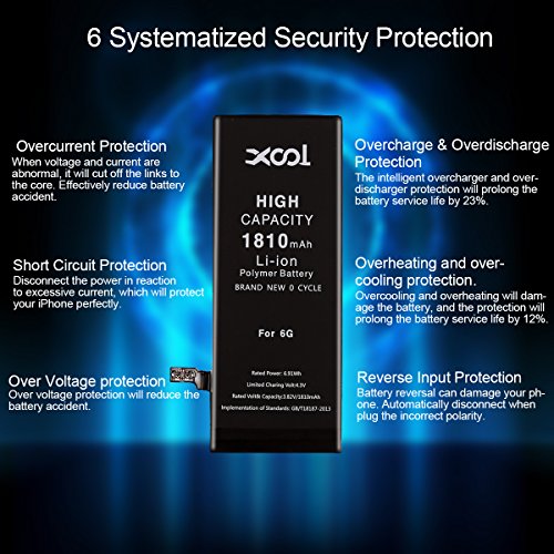 image for XOOL Battery Model IP 6 0 Cycle for IP 6 Battery Replacement with Comp