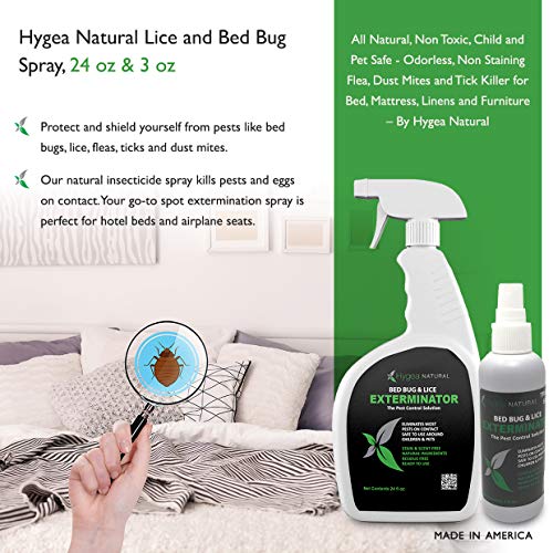 Hygea Natural Bed Bug & Lice Killer Travel Spray TSA Approved Size For Hotels, Suitcase
