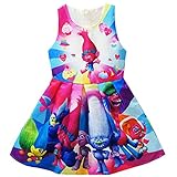 KIDHF Trolls Little Girl Princess Cartoon Party Princess Dress (Color,110/3-4Y)
