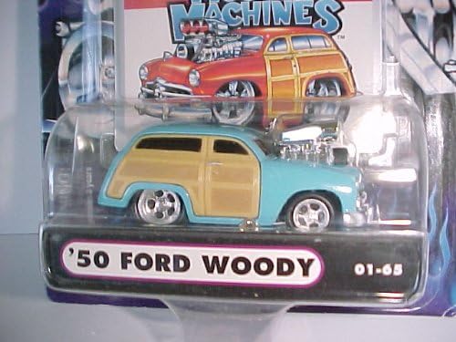 Figurine Car 2001 Muscle Machines'50 Ford Woody with Blower # 01-65 Turquoise and Wood - Die Cast Adult Collectible 1:64 Scale