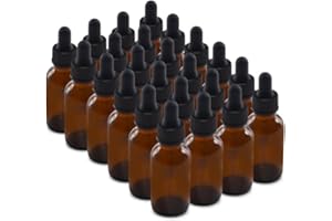 The Bottle Depot - 24 Pack - 1 oz Glass Bottle with Dropper - Clear Amber - 20-400 Neck Finish - Boston Round Bottles - UV Rays Protection