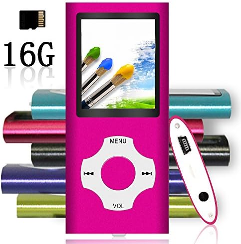 Tomameri - MP3 / MP4 Player with Rhombic Button, Including a 16 GB Micro SD Card and Maximum support 32GB, Compact Music &amp; Video Player, Photo Viewer, Video and Voice Recorder Supported - Pink