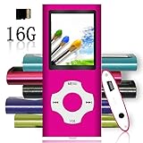 Tomameri - Portable MP3 / MP4 Player with Rhombic Button, Including a 16 GB Micro SD Card and Support Up to 64GB, Compact Music, Video Player, Photo Viewer Supported - White-and-Pink