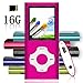 Tomameri - Portable MP3 / MP4 Player with Rhombic Button, Including a 16 GB Micro SD Card and Support Up to 64GB, Compact Music, Video Player, Photo Viewer Supported - White-and-Pink