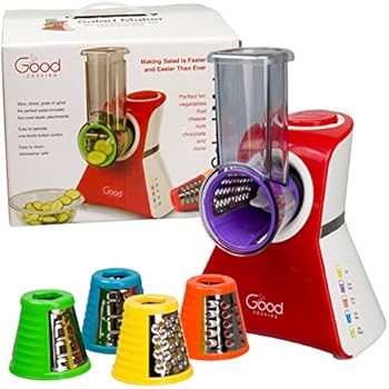 Salad Maker - Electric Shredder, Slicer, Chopper, Shooter with One-Touch Control and 5 FREE Attachments