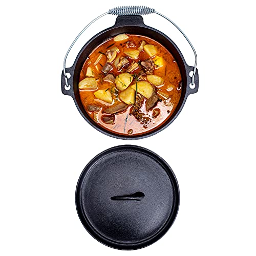 Bruntmor Round Cast Iron Pot PreSeasoned 3 Legged Dutch Oven Pot with