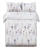 Word of Dream Brushed Microfiber Floral Print Duvet Cover Sets 3 PC, Luxury Soft, King