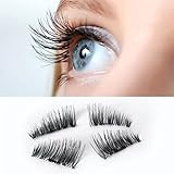Oksale New Hot Sale Magnetic Eye Lashes, 1 Pair (4pieces) Ultra-thin 0.2mm 3D Mink Reusable False Magnet Eyelashes Extension for Makeup (Black)