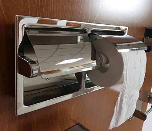 LUANT Recessed Double Roll Toilet Paper Holder for Bathroom Storage, Stainless Steel, Polished Chrome