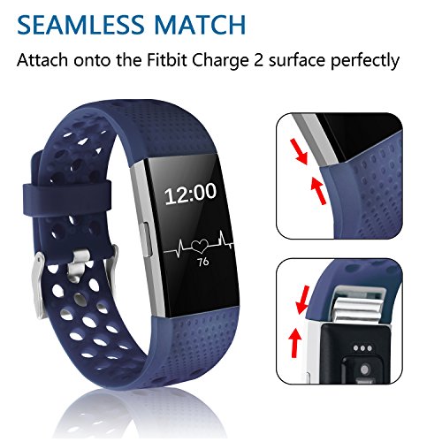 image for POY Replacement Bands Compatible for Fitbit Charge 2, Adjustable Breat