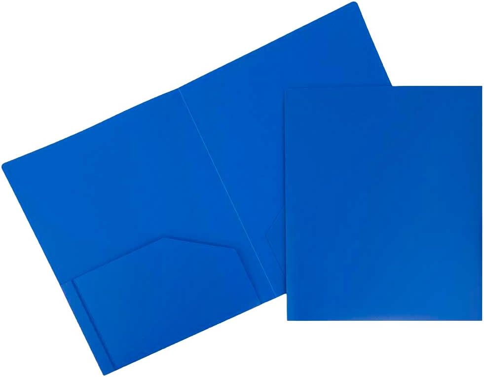 JAM PAPER Heavy Duty Plastic 2 Pocket School Folders - Assorted Primary Colors - 6/Pack : Office Products