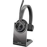 Poly - Voyager 4310 UC Wireless Headset + Charge Stand (Plantronics) - Single-Ear Headset- Connect to PC/Mac via USB-A Bluetooth Adapter, Cell Phone via Bluetooth-Works w/Teams (Certified), Zoom&amp;More