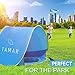 Tamar Baby Beach Tent: Toddlers and Tots Blue Pop-Up Sun Shelter with mini Pool and Detachable Shade, Lightweight, 50 SPF UV Protection with Carry Bag and A Bonus Baby Swimming Ring