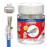 ITBEBE 50 Pieces Gold Plated End Pass Through RJ45 Cat6, Cat6a Bold Connector for 23 AWG Cables