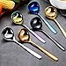 GuDoQi Soup Ladle, 3 Pack Durable 304 Stainless Steel with Polished Titanium Plated Big Volume Soup Spoon, Kitchen Gadget Utensil,8 Inch, Sliver