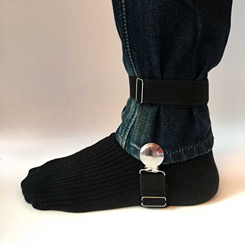 Improved Sturdy Adjustable Elastic Boot Straps Pant Clips Stirrups