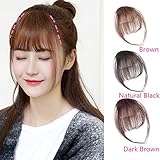 AOSOME 100% Real Human Hair Bang with Temple Handmade Clip In Hair Extension Black/Brown/Dark Brown