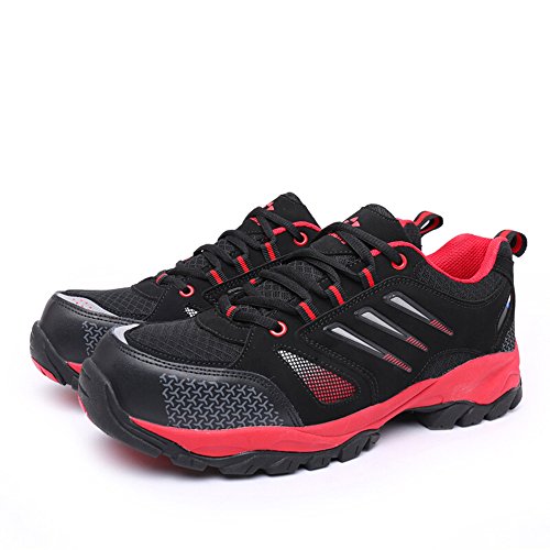 AiChuang unisex steel toe cap shoes industrial&construction shoes puncture proof safety shoes (10, black red)
