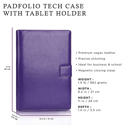 COOPER FOLDERTAB Padfolio Case compatible with iPad Air 1 | Business Executive Organizer with Notepad | Vegan Leather, Left & Right Handed Binder, Notebook Refill, Pockets | Apple A1474, A1475, Purple - Thumbnail 3