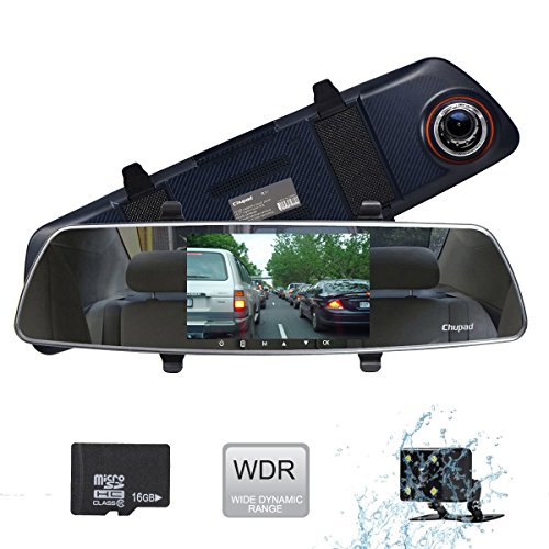 Click Here to See More Images Rocboc Dash Cam Dual Cam Loop Recording with 16G TF Card WDR Rear View Mirror Mount
