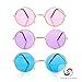 M & M Products Online Round Retro John Lennon Hippie Rimless Sunglasses - 3 Pair Set Includes Blue, Purple, and Pink - Perfect Eyewear for Costumes, Parties & Gifts - Lifetime Replacement Included