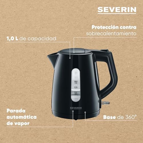 WK 3410 Hervidor de Agua, 2.200 W, 1.0 L aprox., Base 360° con Sistema Inalámbrico, Negro