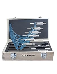 Micrómetros AccusizeTools de exterior de ultra precisión, de 0   6 pulgadas x 0.0001 pulgadas, set de 6 unidades, #EG00 0906