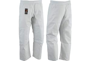 Playwell Martial Arts Judo Trousers White Bleached - (Double Padded Knees)