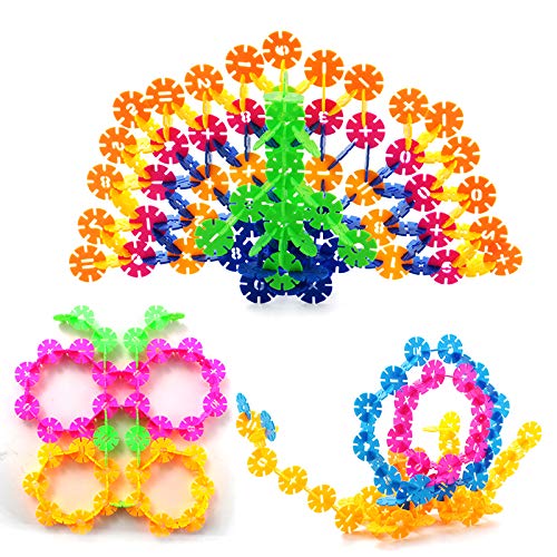 Creative Kids Brain Snow Flakes Building Blocks -400 Piece Interlocking Plastic Disc Set Snowflake for Safe, Fun, Creative Building Educational STEM Construction Toy Gift for Boys & Girls - Non Toxic - Thumbnail 4