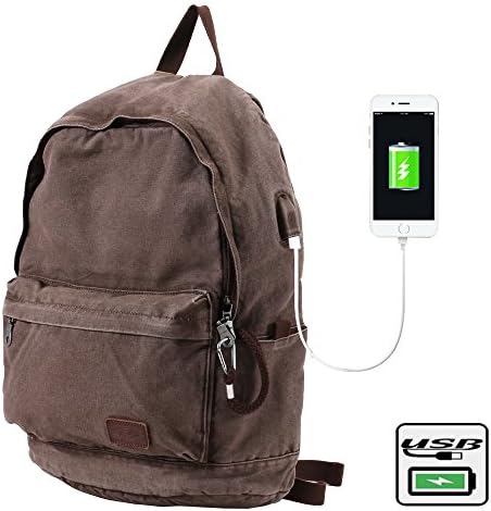 BUG Washing Retro Canvas Backpack Men Back Anti-Theft Fashion Personality Outdoor USB Backpack Schoolbag Computer Bags Men Women (MY-ZO)