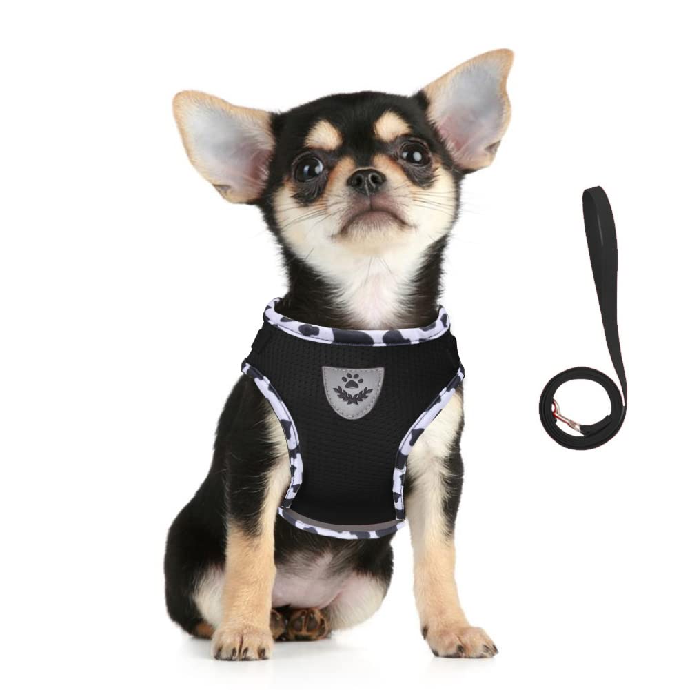 FEimaX Dog Harness and Leash Set, No Pull Adjustable Puppy Harness with Reflective Strip, Escape Proof Kitten Step-in Vest Fit Small Medium Dogs Cats