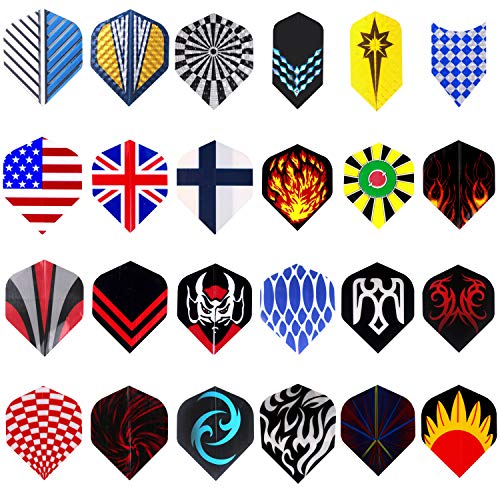 MAXMAU Dart Flights 24 Sets (72 Pcs) Standard and Slim Shape Durable PET Flights for Steel Tip Darts, Perfect Accessories Equipment Supplies for Dart Games