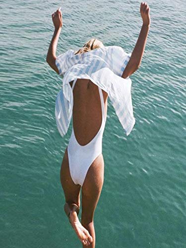 Dainzuy Women's Off Shoulder Ruffle Bikini Two-Piece Swimsuit Beach Swimwear Print Two Piece Bathing Suit Tankini Set White - Thumbnail 2