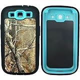 For Samsung S3 Case, Galaxy S3 Case,3 Layers Heavy Duty Defender Series Natural Realtree Camo Military Grade Shock Absorbent Scratch Impact Resistant Tough Hybrid Armor Protective Case w/ Built-in Screen Protector for Samsung Galaxy S3 i9300 (Tree Teal)