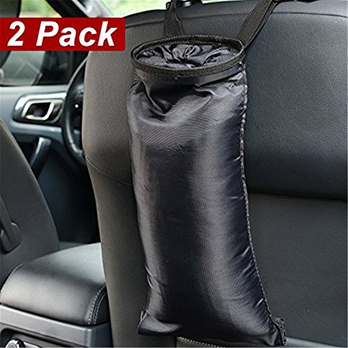 Wakaka 2 Pack Car Trash Bags, Washable Leakproof Seatback Truck Hanging Car Garbage Bags for Travelling,Outdoor,Home and Vehicle