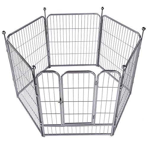 okdeals Heavy Duty Pet Playpen,6 Panel Folding Metal Dog Exercise Fence With Door fit for Indoor Hall Doorway Stairs, Fits Small Medium Animals