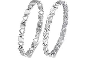 Cigmag 2PCS Magnetic Bracelets for Women Adjustable Titanium Steel Magnetic Bracelet with Strength Magnets Sizing Tool and Present Box