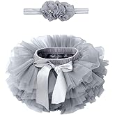 AGQT Baby Girls Soft Fluffy Tutu Skirt with Diaper Cover,Toddler Girl Tutu Skirt Sets with Flower Headband 0M-3T