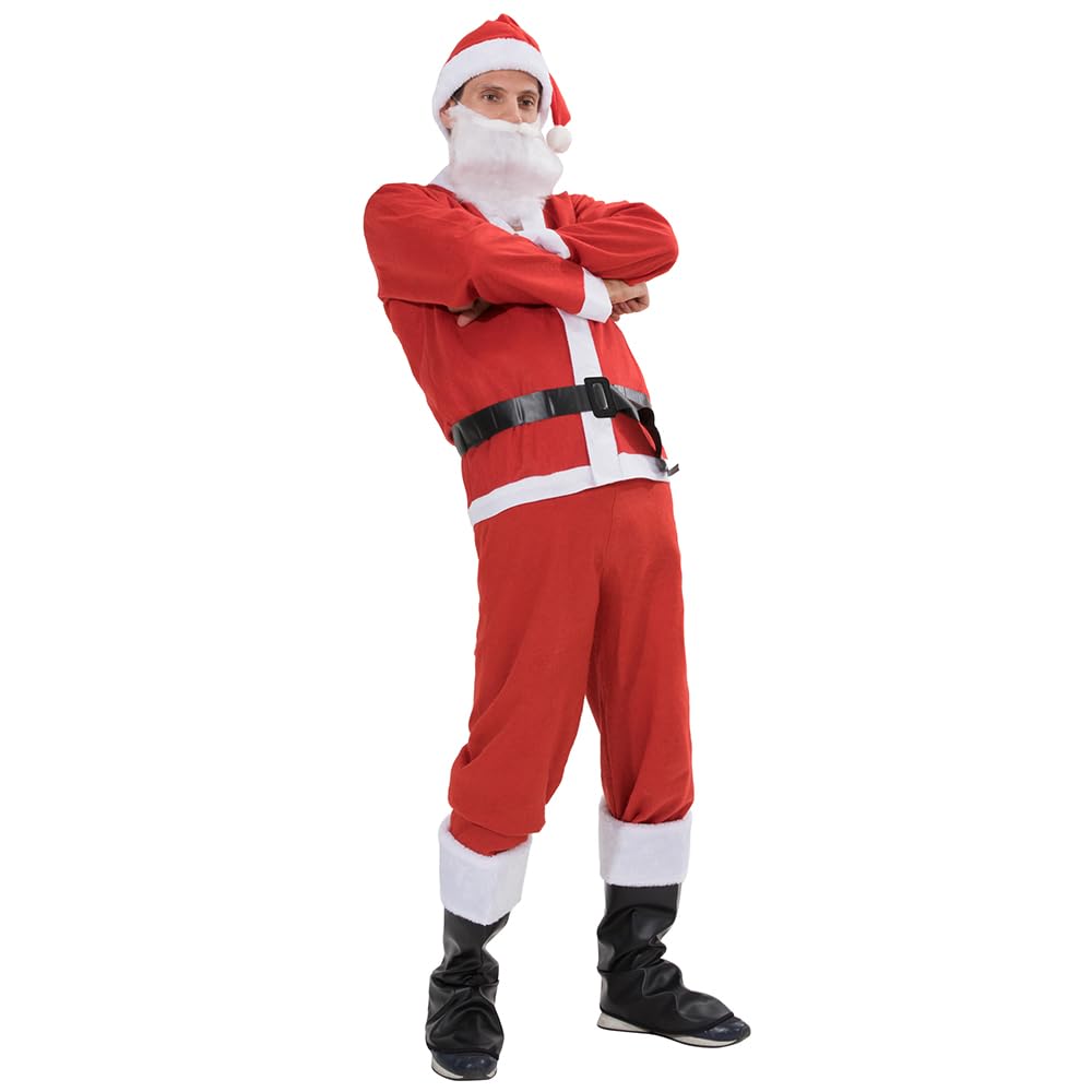 EraSpooky Men Santa Costumes Adult Christmas Claus Suit Fancy Dress Outfit Red